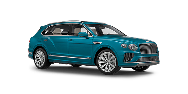 Bentley Foshan Bentley Bentayga EWB Azure front side angled view in Topaz blue coloured exterior. 