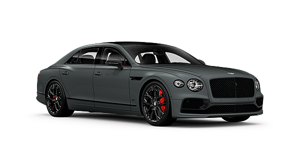 Bentley Foshan Bentley Flying Spur S front side angled view in Cambrian Grey coloured exterior. 